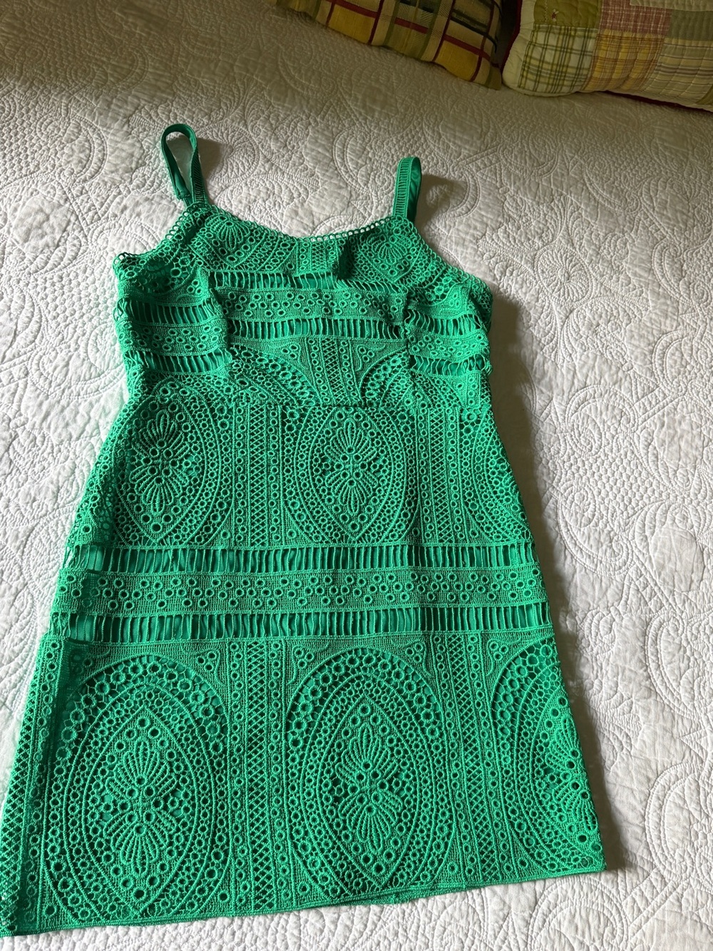 Ladies Size L Green Versona Crochet Spaghetti-Strap Dress NEW